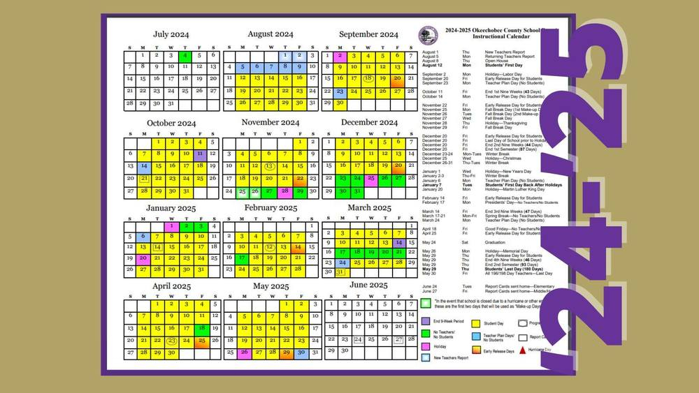 2024 2025 School Calendar Okeechobee County School Board