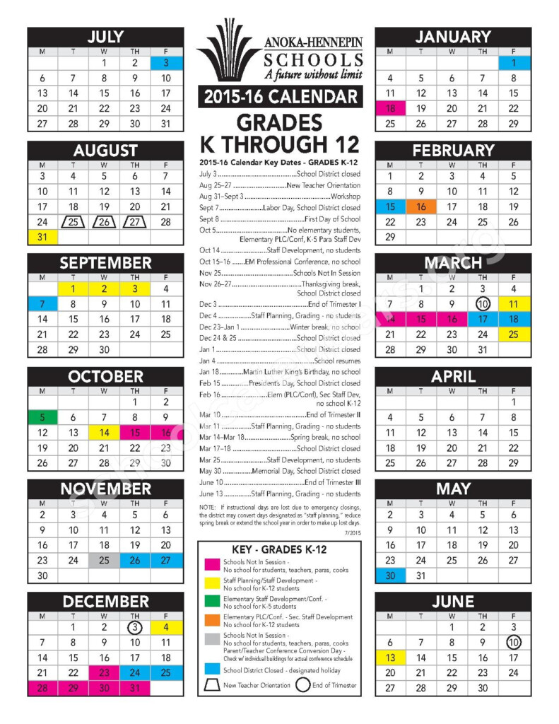 Anoka Hennepin School Calendar 24 25 Jessy Lucinda