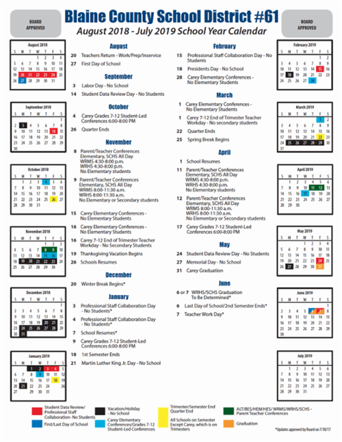 Blaine County Schools Calendar Rita Verina
