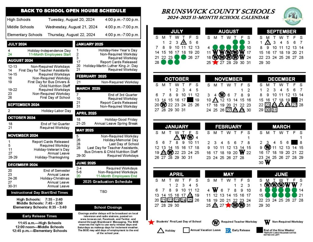 Brunswick County Schools Calendar 2024 2025 In PDF