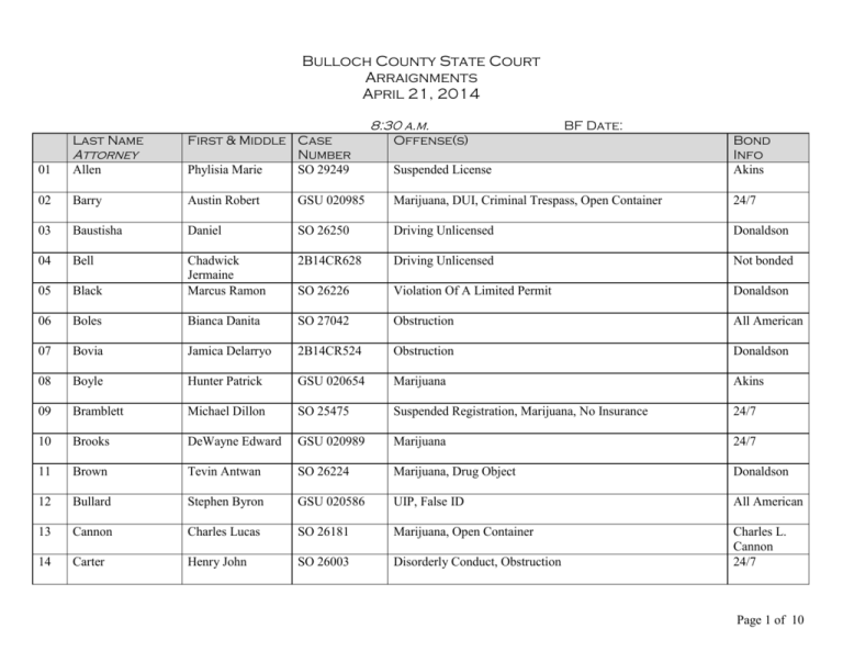 Bulloch County Court Calendar