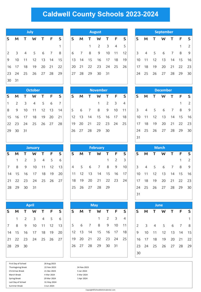 Caldwell County Schools Calendar Holidays 2023 2024