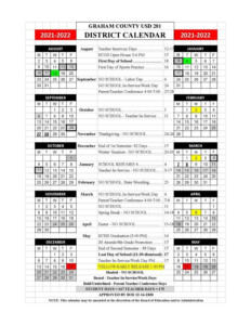 Calendar Changes Graham County USD 281