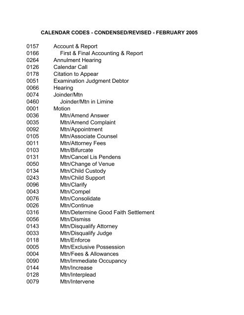 Calendar Codes The Clark County Courts In Las Vegas