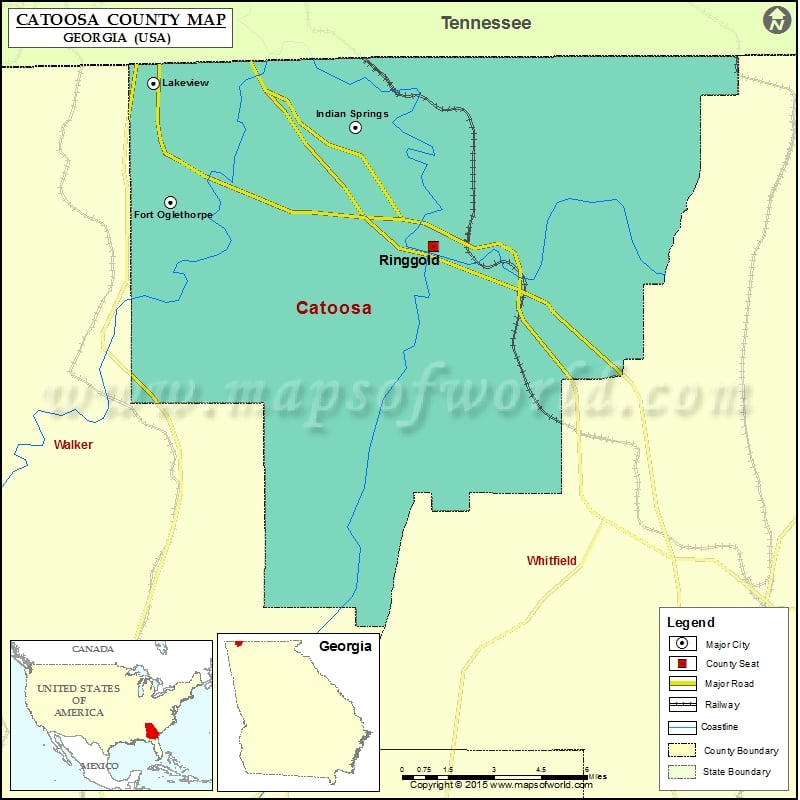 Catoosa County Map Map Of Catoosa County Georgia