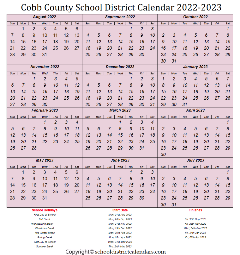 Cobb County 2024 25 Calendar Madel Roselin