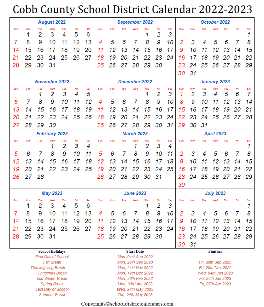 Cobb County Calendar 23 24