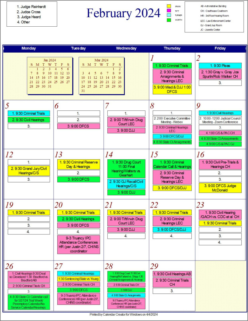 Court Calendar Tifton Judicial Circuit