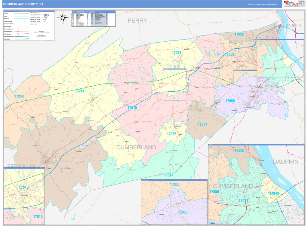 Cumberland County PA Wall Map Color Cast Style By MarketMAPS MapSales