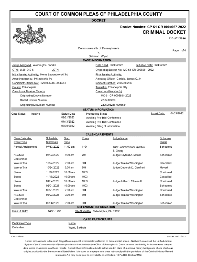 Fillable Online Daily Docket Cowlitz County District Court Fax Email 