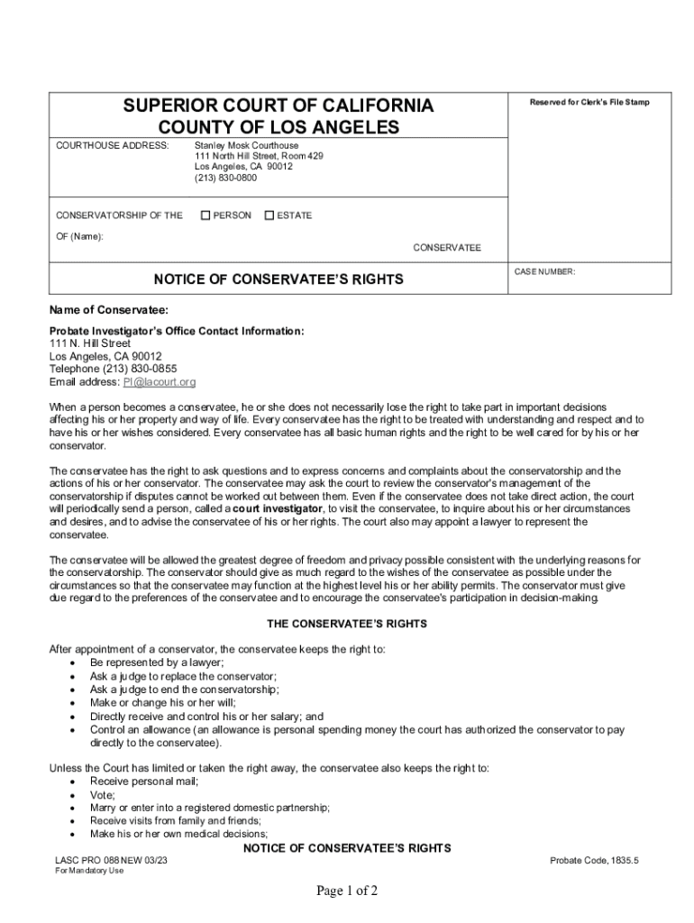 Fillable Online Los Angeles County Superior Court Probate Department 