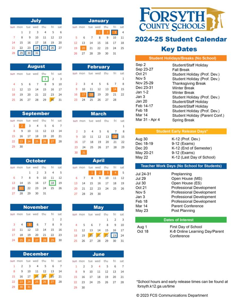 Forsyth County Schools Calendar 2024 2025 Elwira Christian