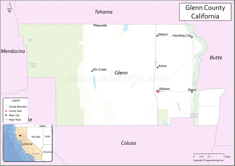 Glenn County Map California USA Towns And Cities In Glenn County 