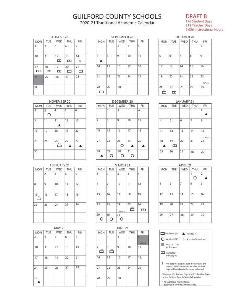 Guilford County Calendar Printable Word Searches