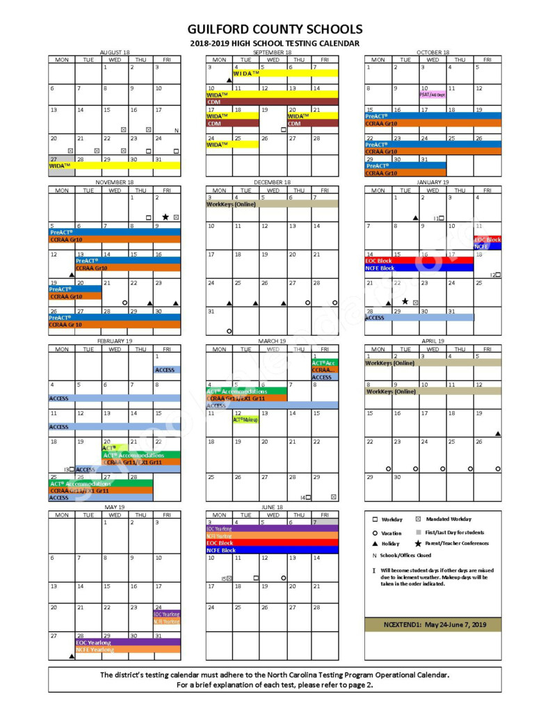 Guilford County Calendar Printable Word Searches