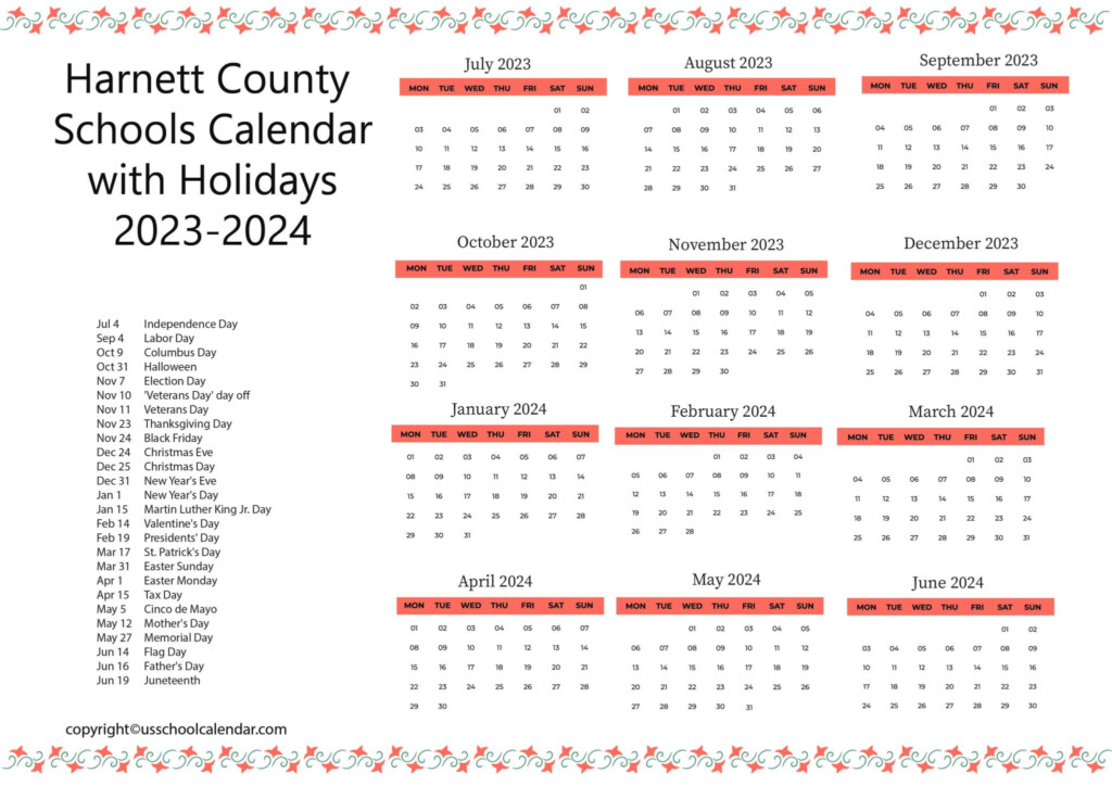 Harnett County Schools Calendar With Holidays 2023 2024