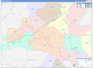 Jackson County GA Wall Map Color Cast Style By MarketMAPS MapSales