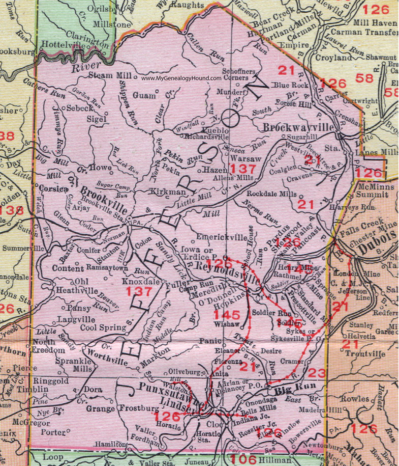Jefferson County Pa Map Cities And Towns Map