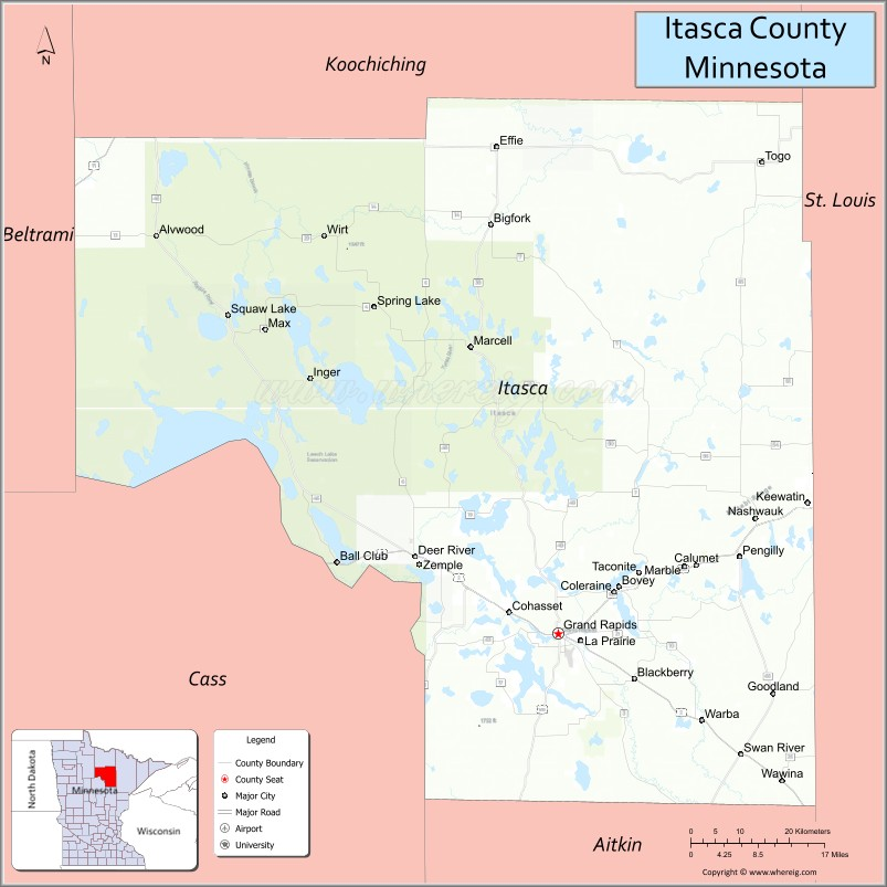 Map Of Itasca County Minnesota Showing Cities Highways Important 