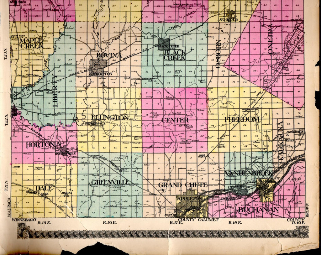 MAP Outline Map Of Outagamie County Wisconsin from Standard Atlas 