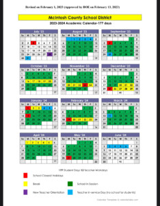 McIntosh County School Calendar 2023 2024