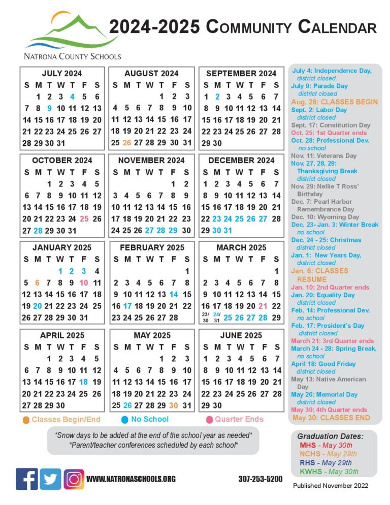 Natrona County School District 1 Calendar 2023 2024