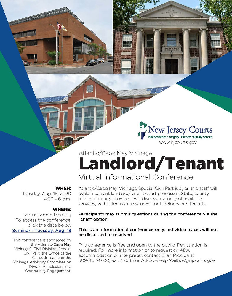 NJ Courts Explain Landlord Tenant Court Process Tuesday 8 18 20 4 30pm