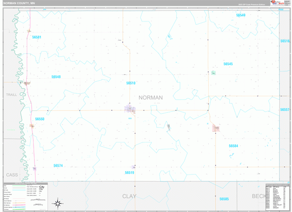 Norman County MN Wall Map Premium Style By MarketMAPS MapSales