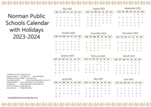 Norman Public Schools Calendar With Holidays 2023 2024