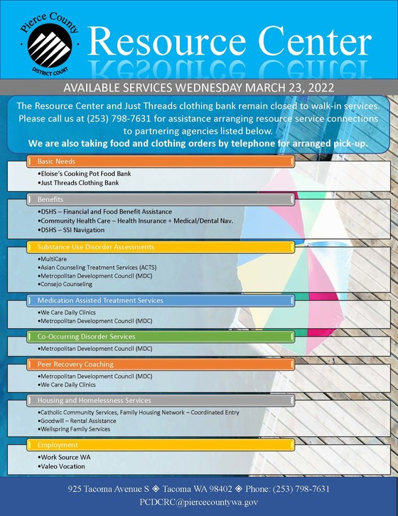 Pierce County Court Resource Center Services WorkSource Pierce