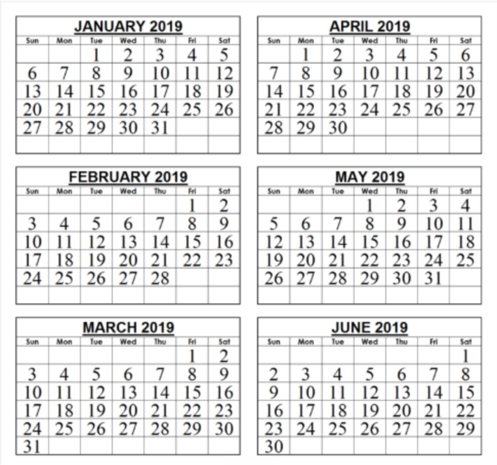 Printable Calendar 6 Months On One Page Example Calendar Printable