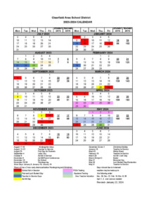 Revised 2023 2024 School Calendar Clearfield Area School District