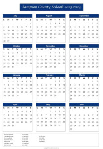 Sampson County Schools Calendar Holidays 2023 2024