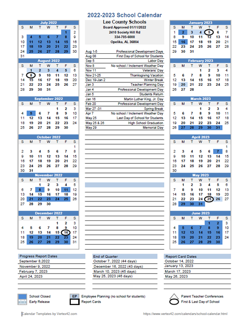 Sanford Middle School Calendar