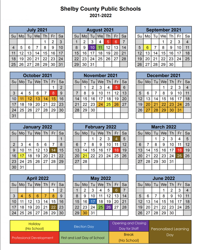 Shelby County Public Schools Calendar 2022 And 2023 PublicHolidays From 