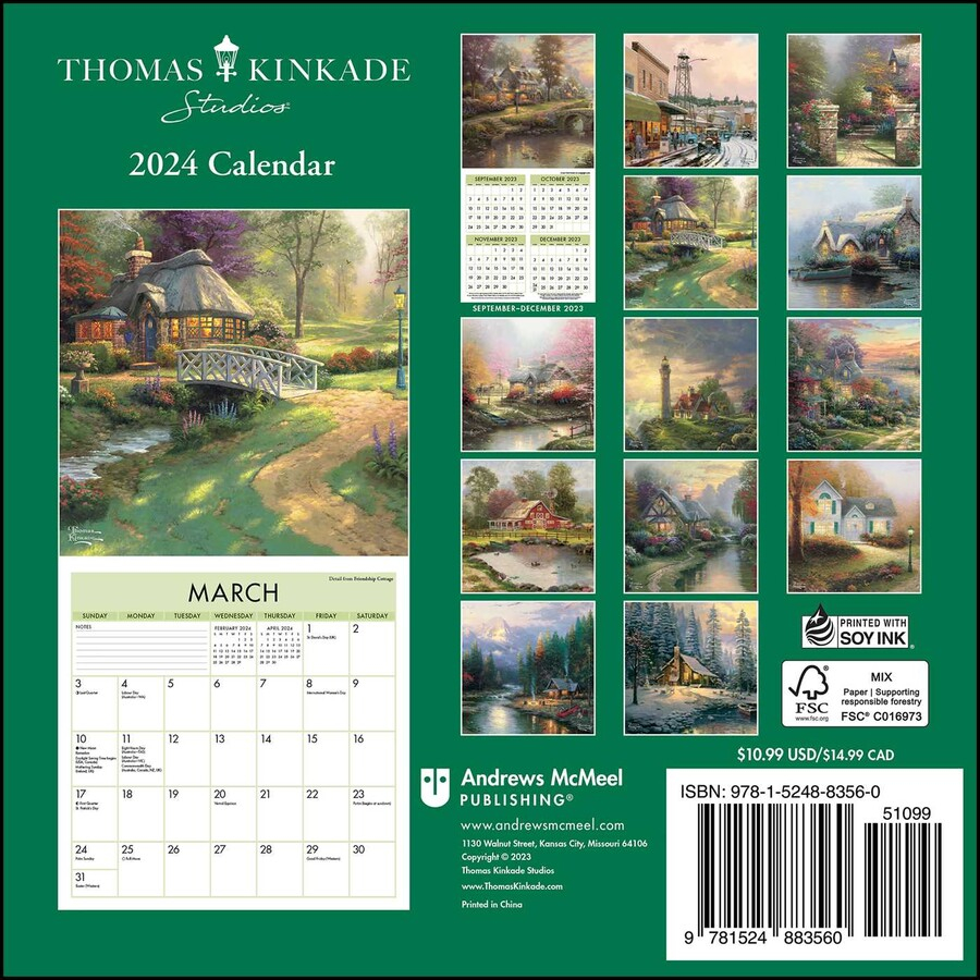 Thomas Kinkade 2024 Wall Calendar 12 Monthly Report Libbi Othella