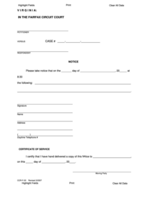 Top 9 Fairfax County Circuit Court Forms And Templates Free To Download