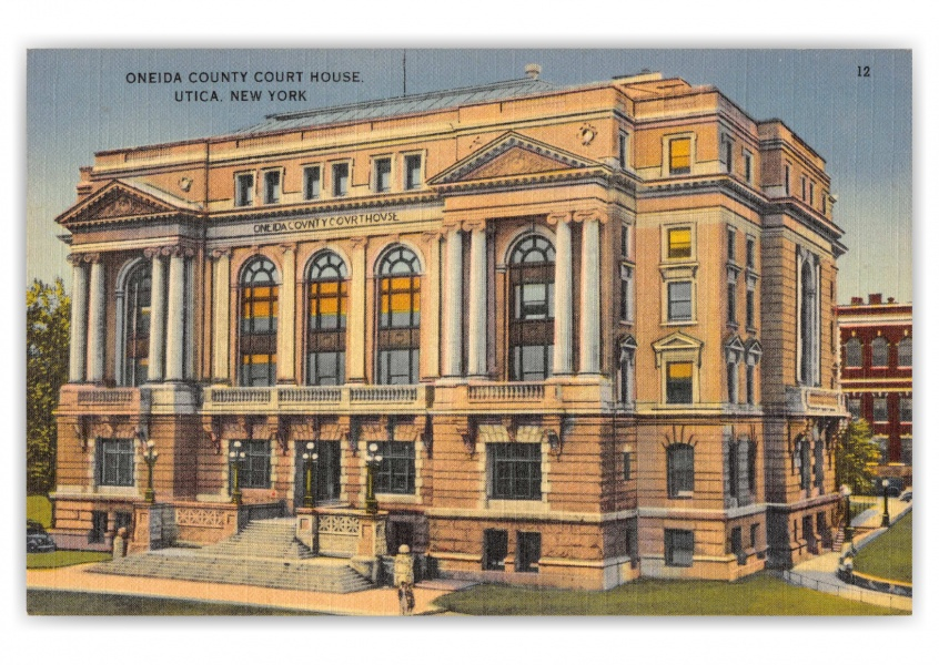 Utica New York Oneida County Court House Postales Vintage 