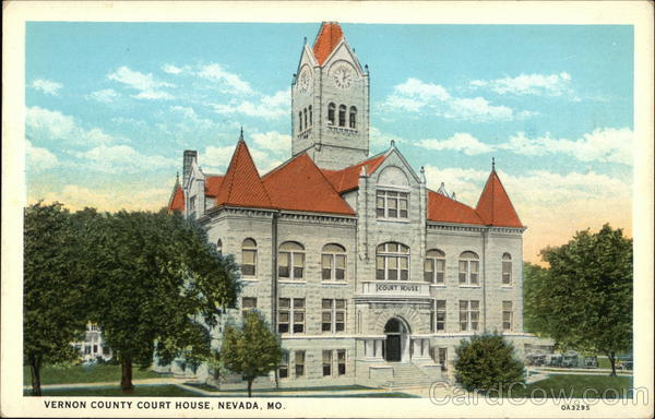 Vernon County Court House Nevada MO Postcard