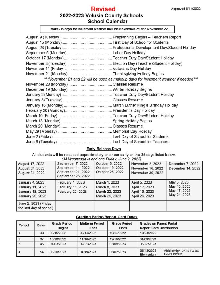 Volusia County School Calendar 2024 24 Nelly Yevette
