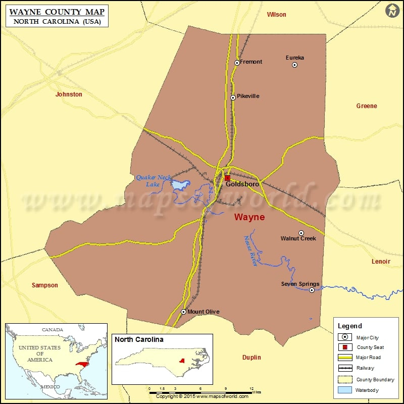 Wayne County Map North Carolina