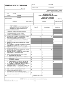 Worksheet B Child Support Nc Fill Out Sign Online DocHub